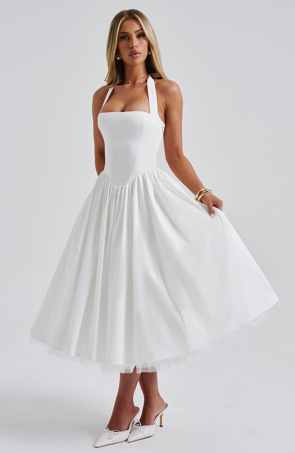 Cressida Midi Elbise - Ivory