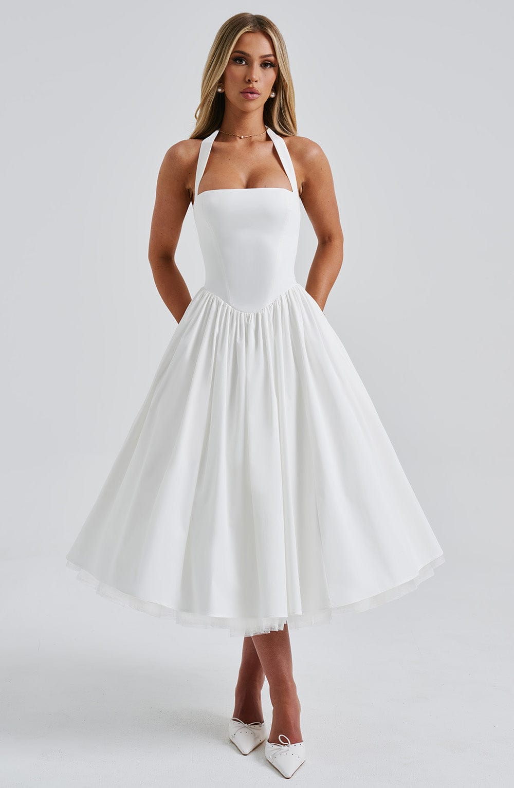 Cressida Midi Elbise - Ivory