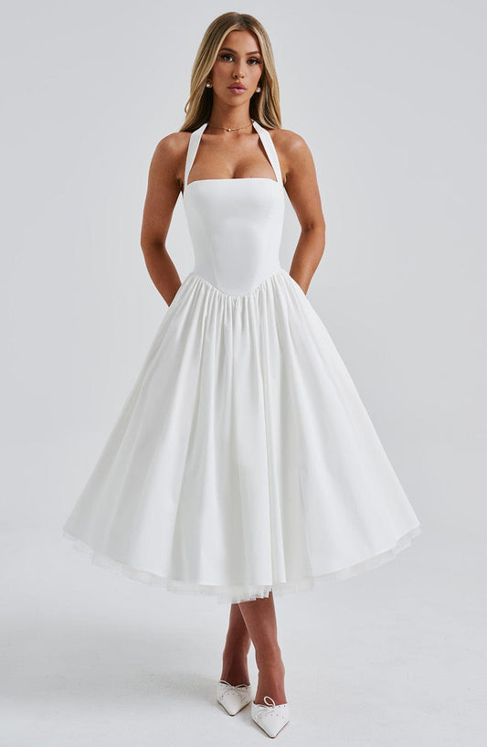 Cressida Midi Elbise - Ivory
