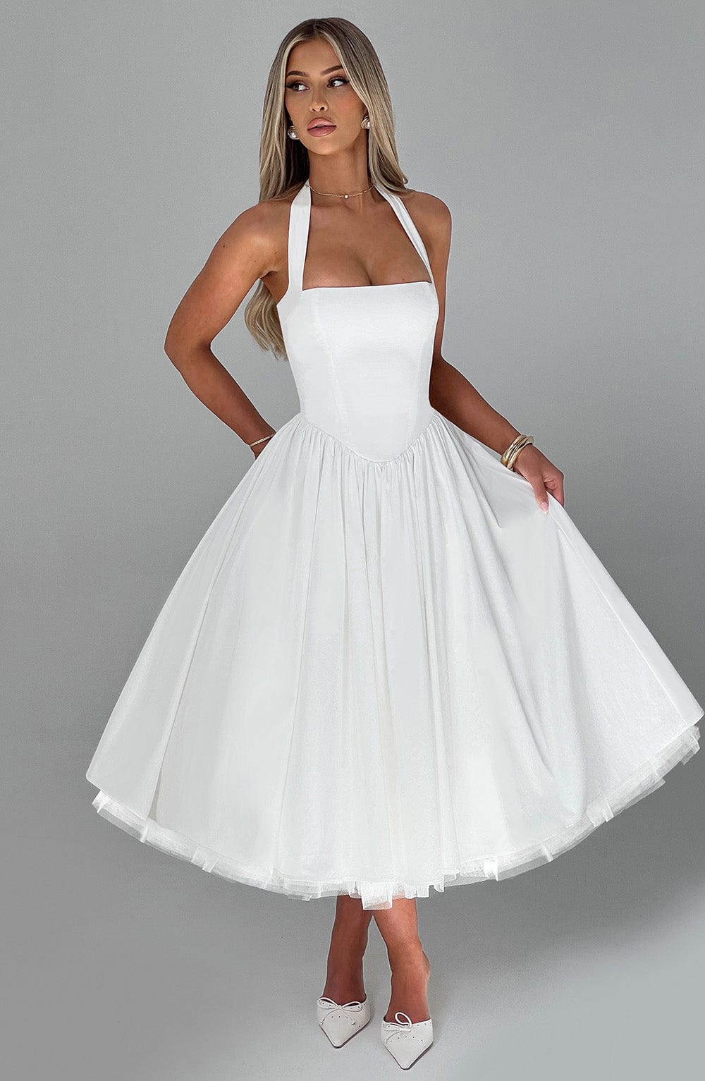 Cressida Midi Elbise - Ivory