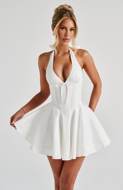 Doris Mini Elbise - Ivory