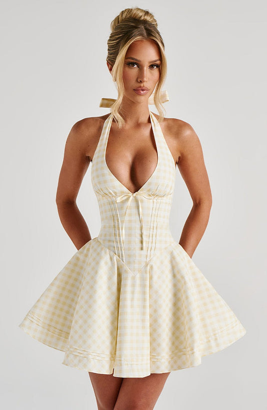 Doris Mini Elbise - Limon