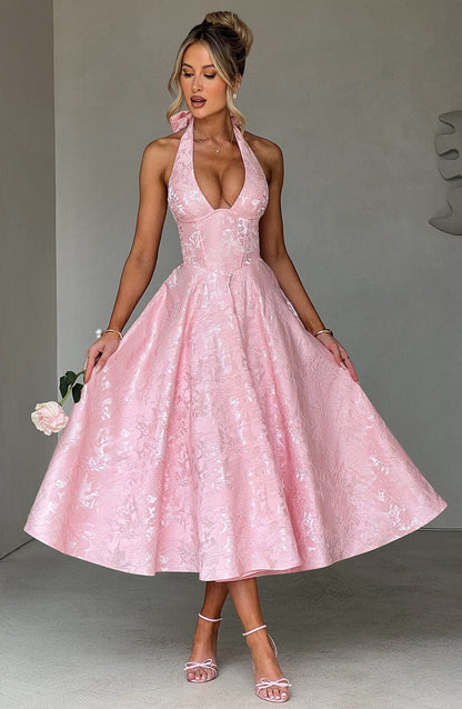 Effie Midi Elbise - Pembe