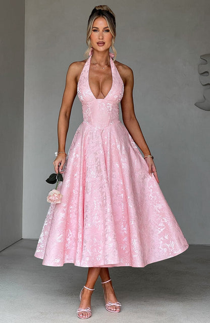 Effie Midi Elbise - Pembe
