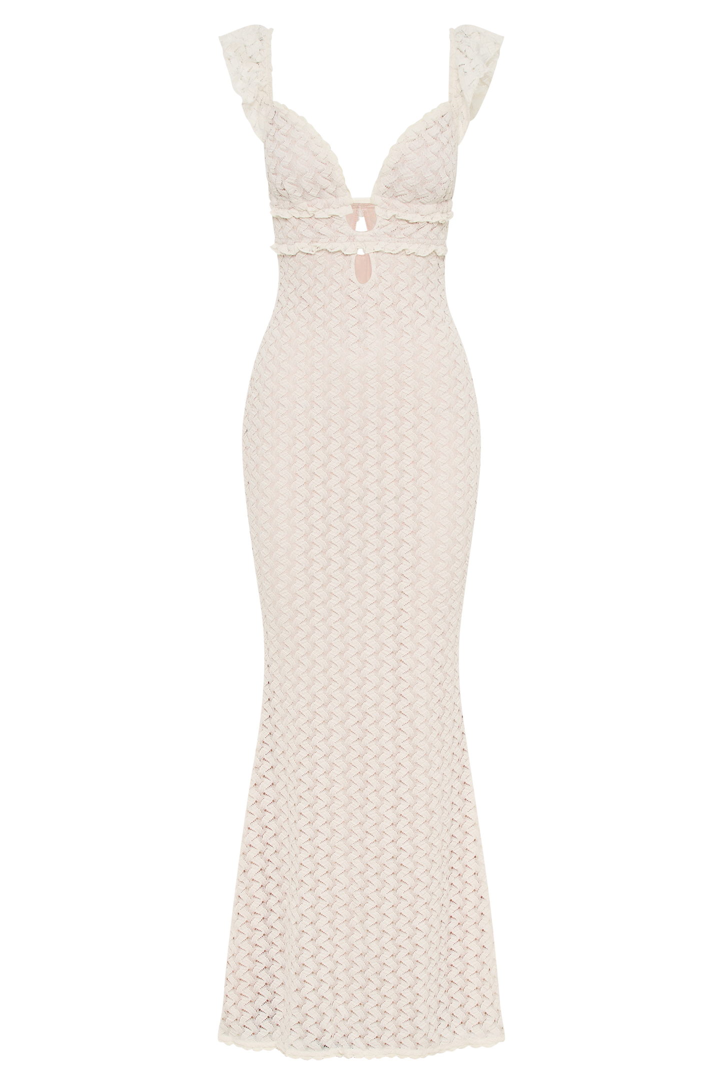 Ezra Dantel Maxi Elbise - Ivory