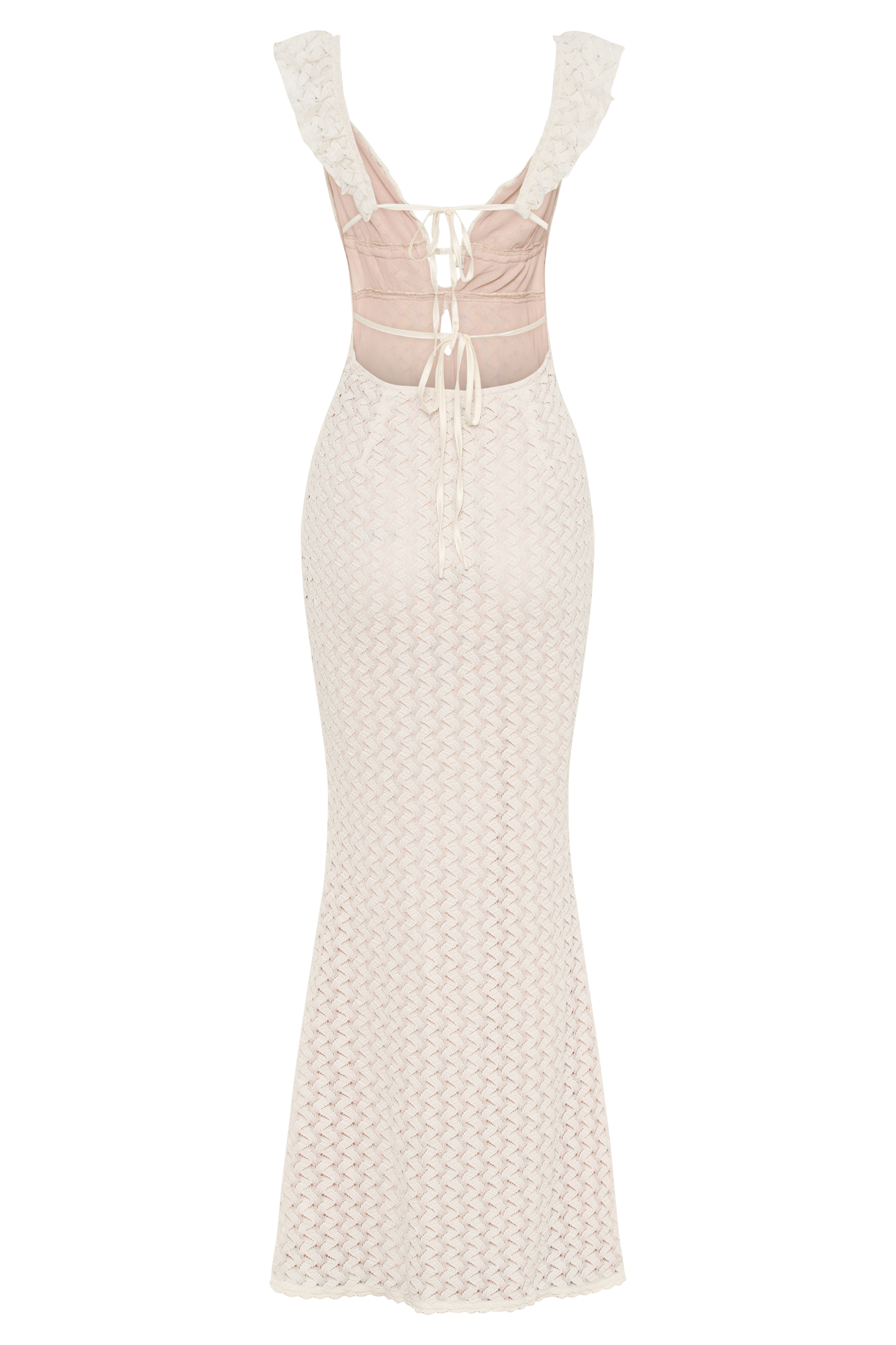 Ezra Dantel Maxi Elbise - Ivory