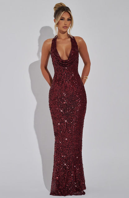 Lorena Maxi Elbise - Şarap