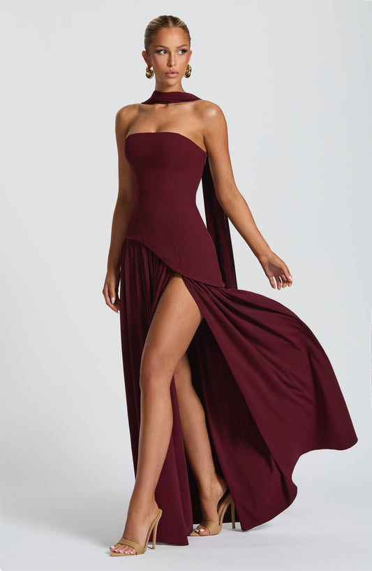 Maliyah Maxi Elbise - Kiraz