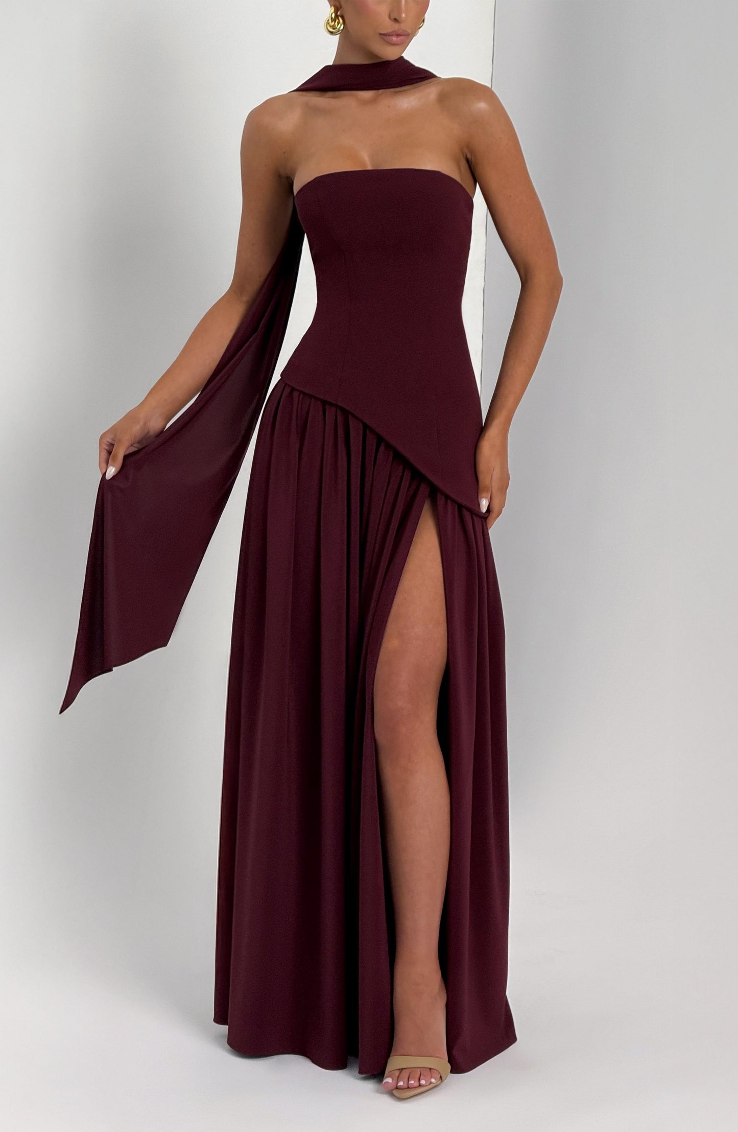 Maliyah Maxi Elbise - Kiraz