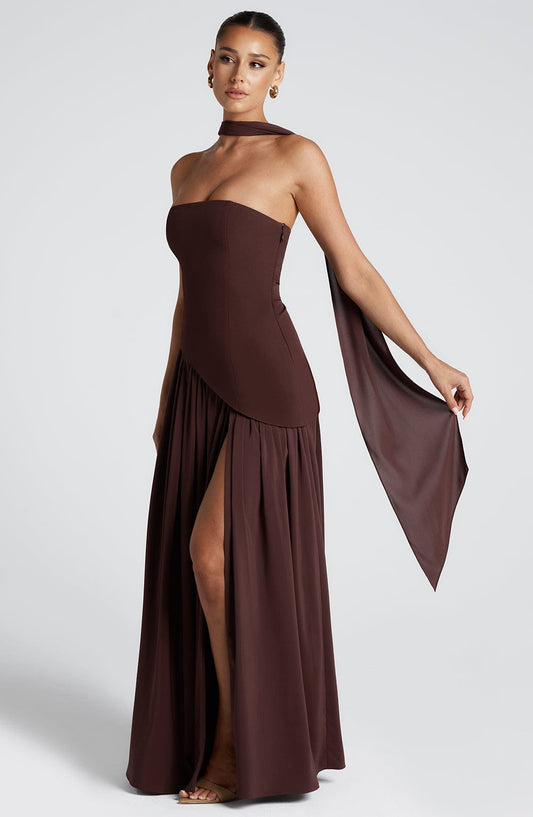 Maliyah Maxi Elbise - Kahverengi