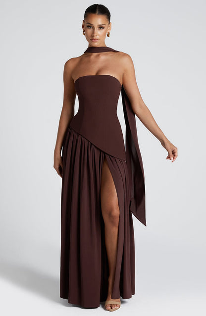 Maliyah Maxi Elbise - Kahverengi