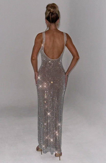 Petra Maxi Elbise - Gümüş