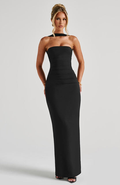 Yulia Maxi Elbise - Siyah