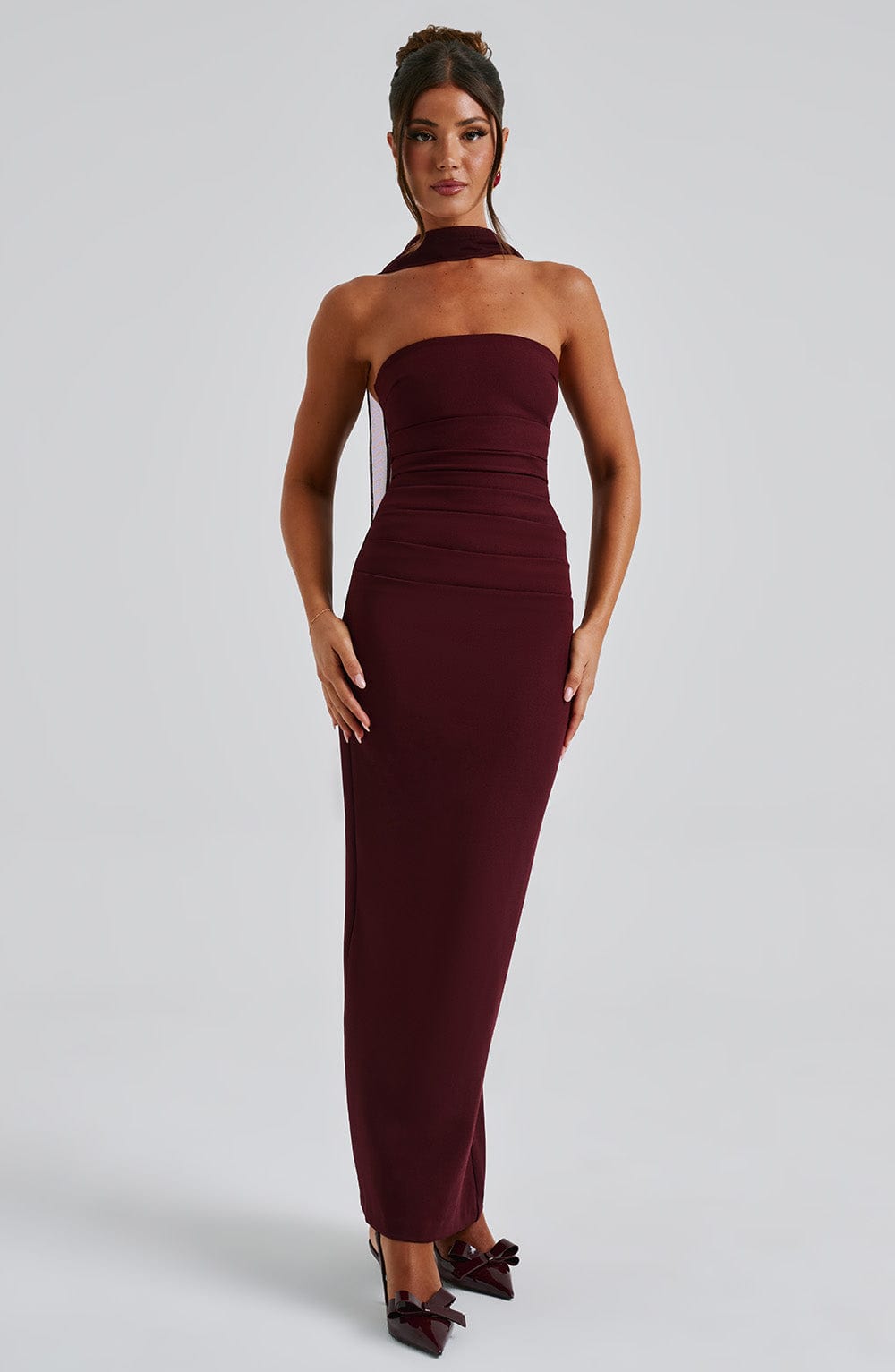 Yulia Maxi Elbise - Kiraz